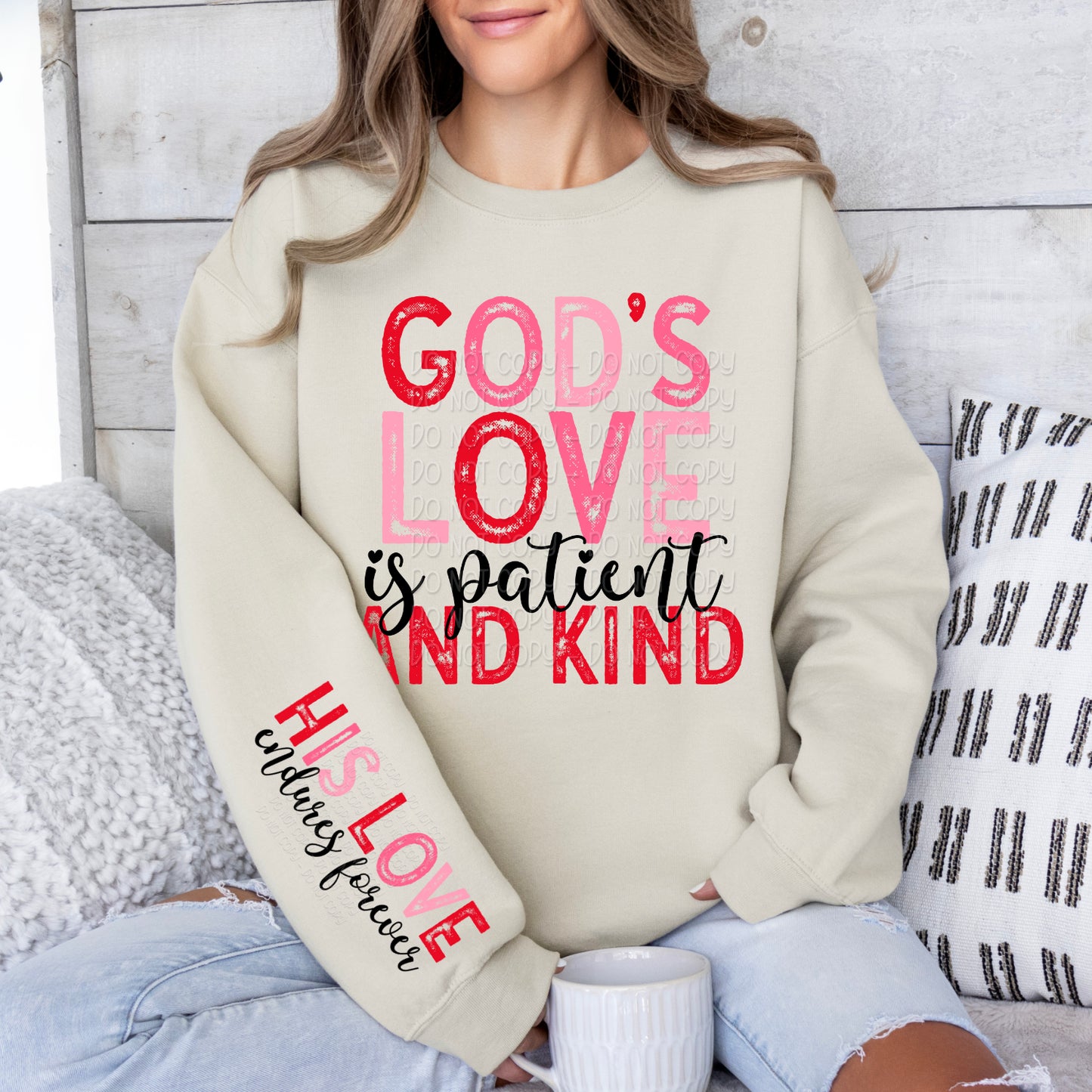 God's Love Is Patient and Kind w/ Matching Sleeve 1 - Digital Design PNG