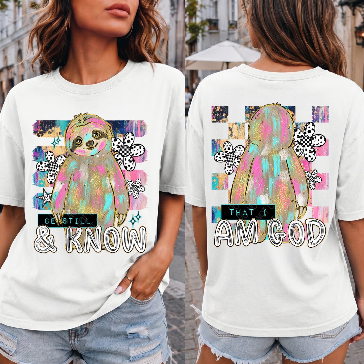 Be Still & Know That I Am God Sloth 1 - 2026 Digital PNG Front & Back Design