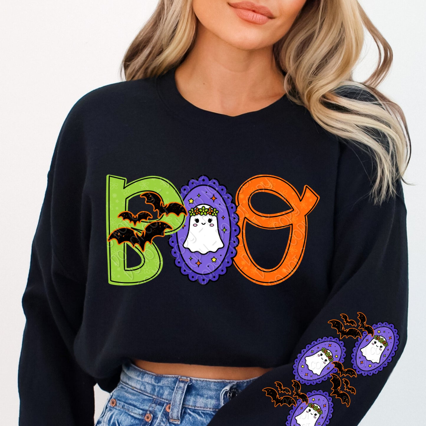 Boo Ghosts & Bats 1 - 2026 Digital PNG Design w/ Sleeve