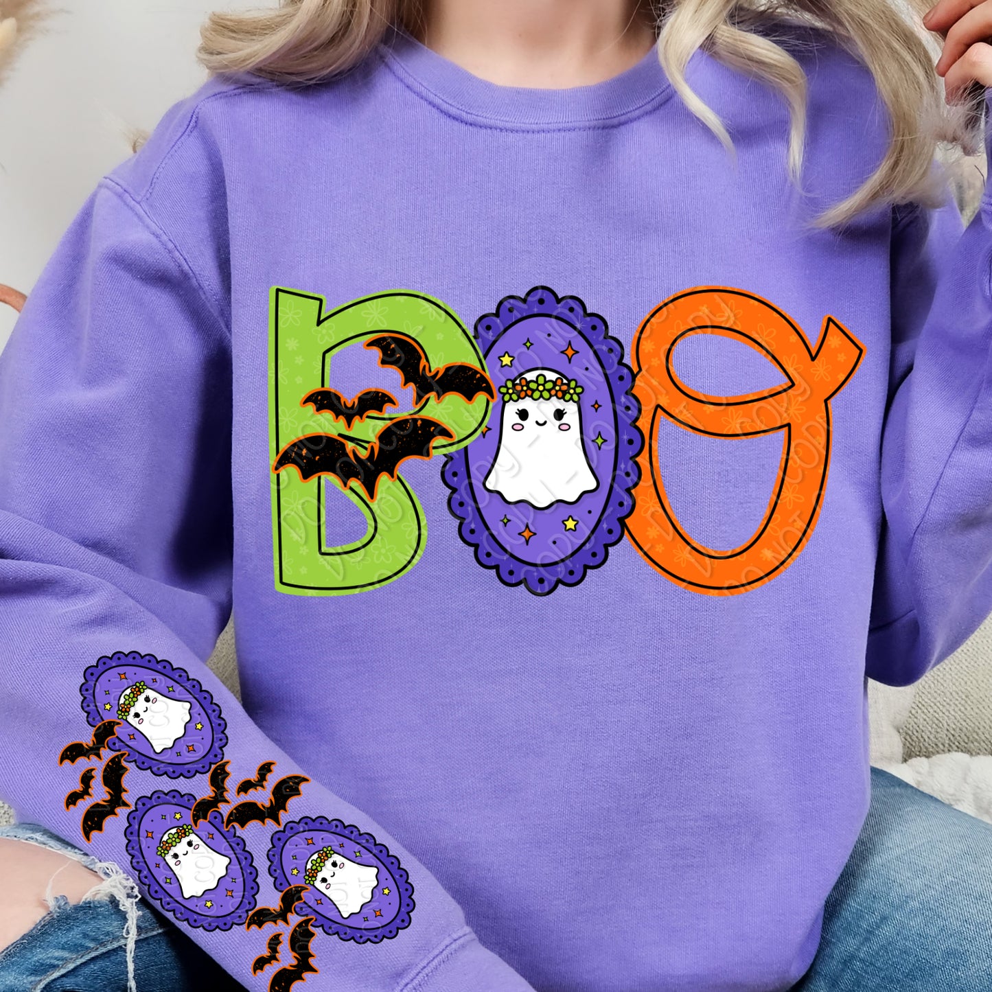 Boo Ghosts & Bats 1 - 2026 Digital PNG Design w/ Sleeve