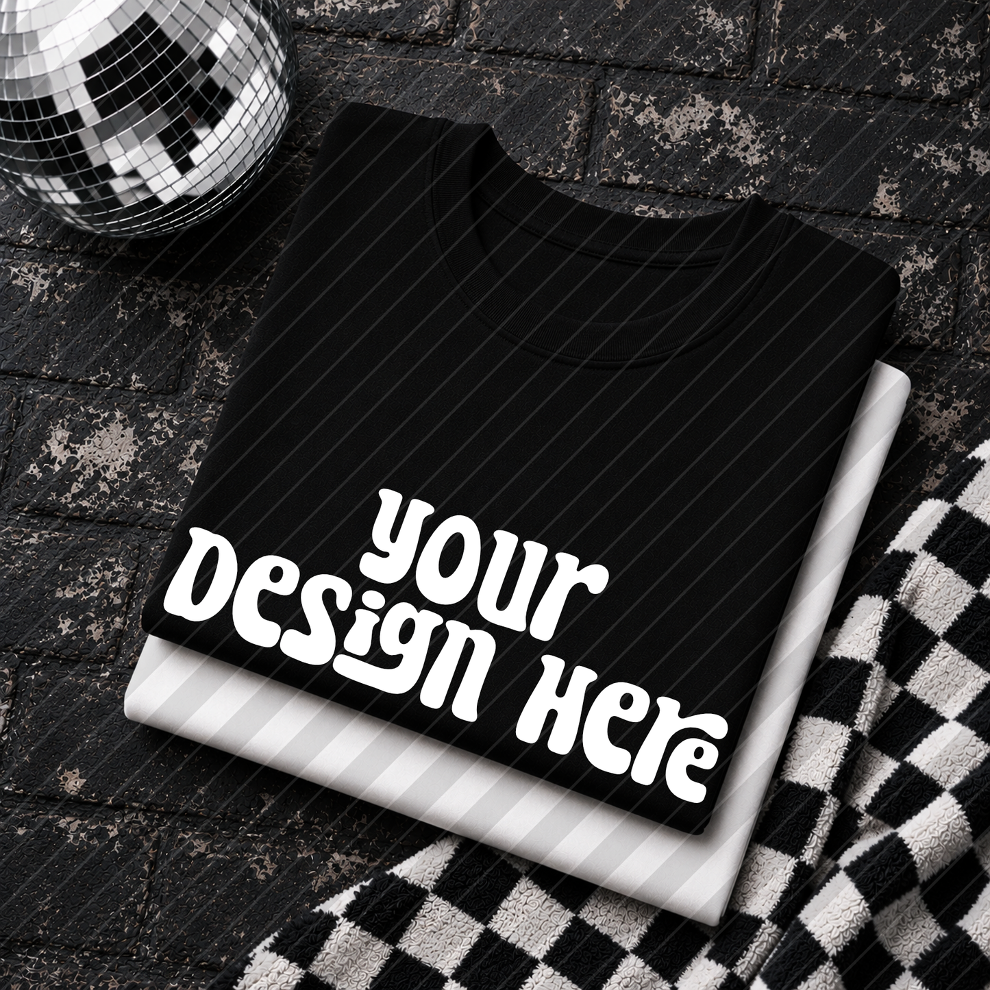 Brick & Checker Stack Black Shirt Mock 1