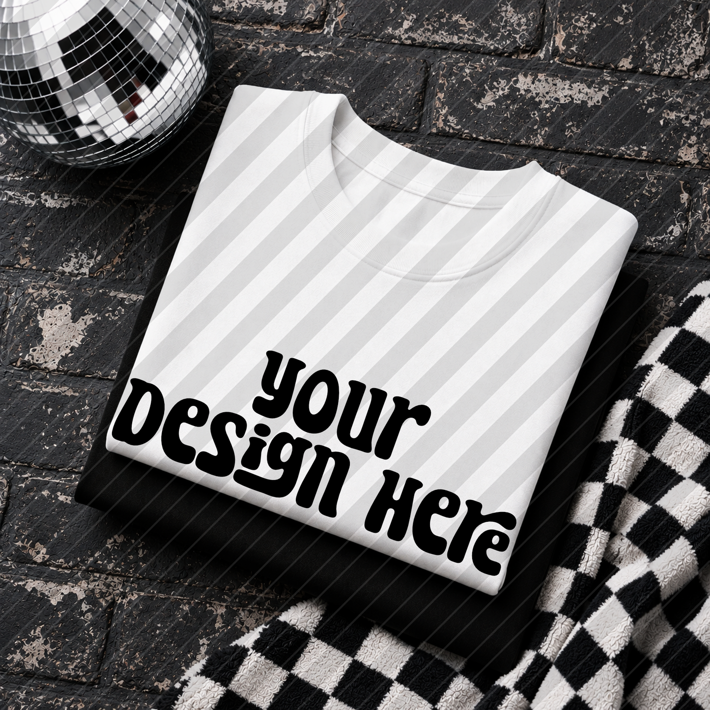 Brick & Checker Stack White Shirt Mock 1