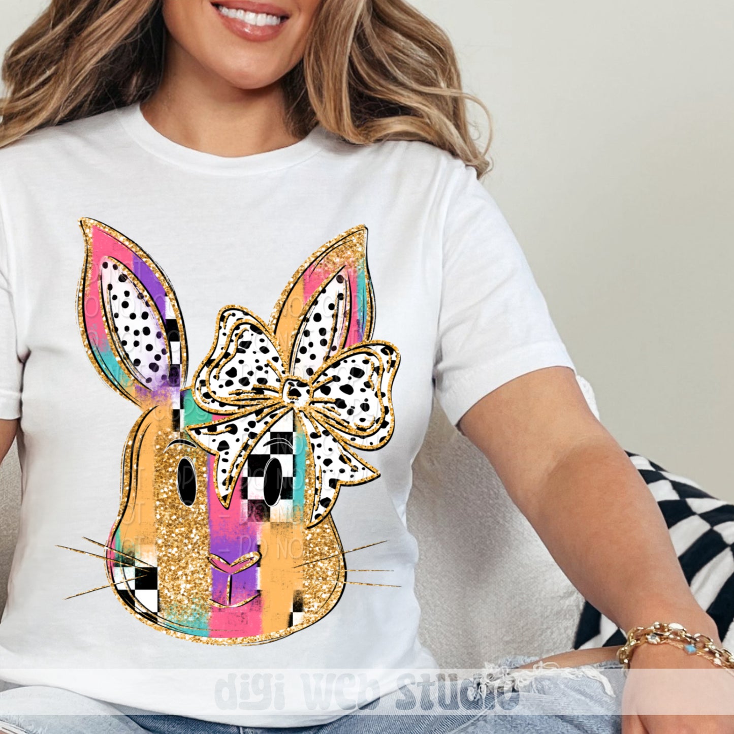 Bunny Head With Bow 1 - 2025 Digital PNG Design