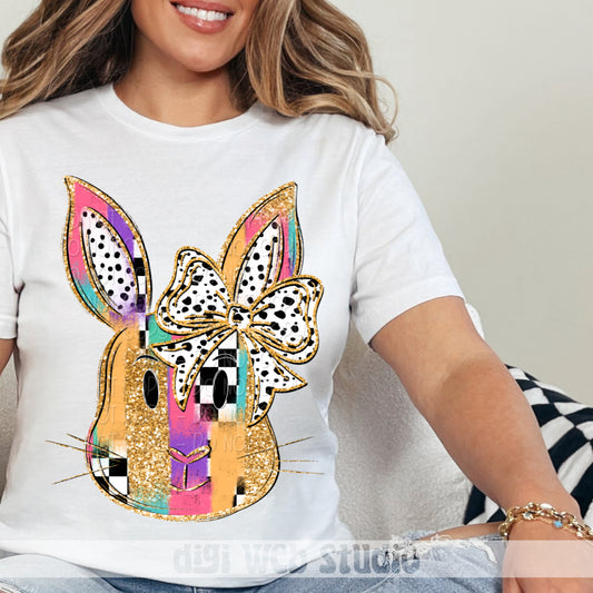 Bunny Head With Bow 1 - 2025 Digital PNG Design