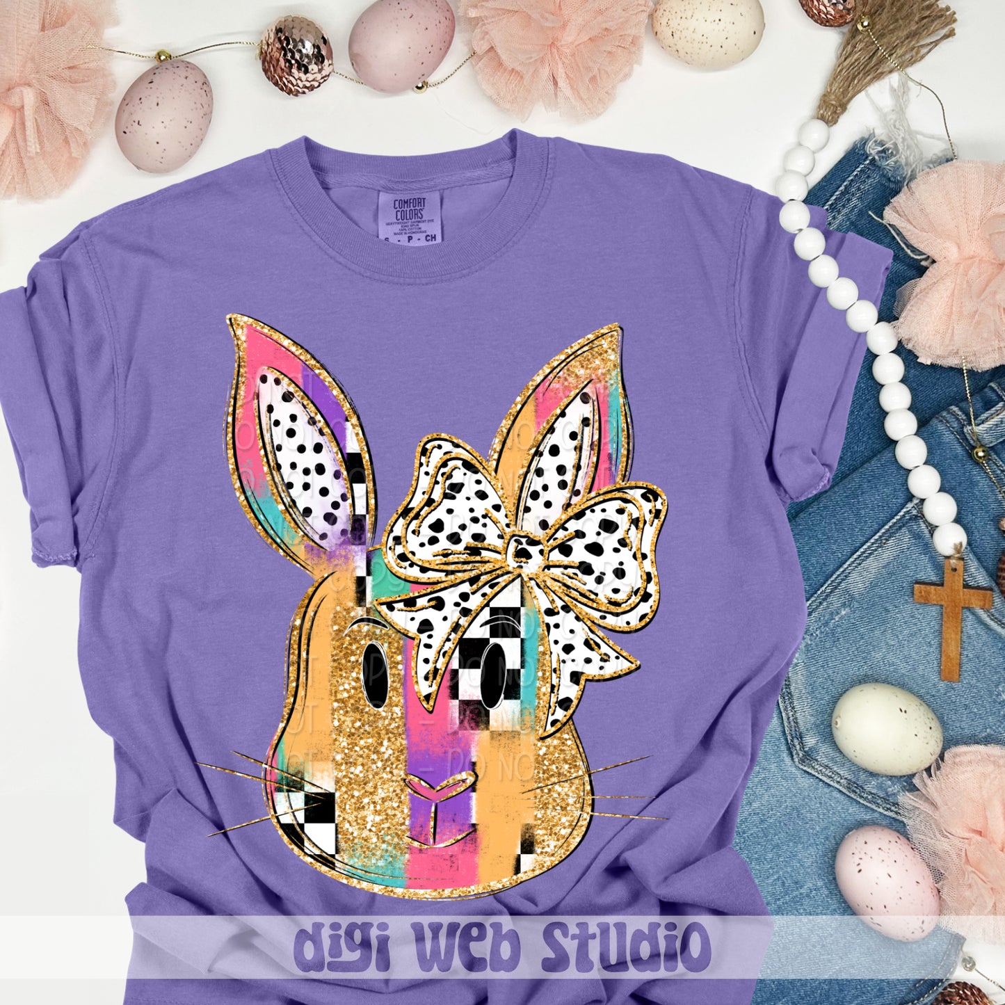 Bunny Head With Bow 1 - 2025 Digital PNG Design