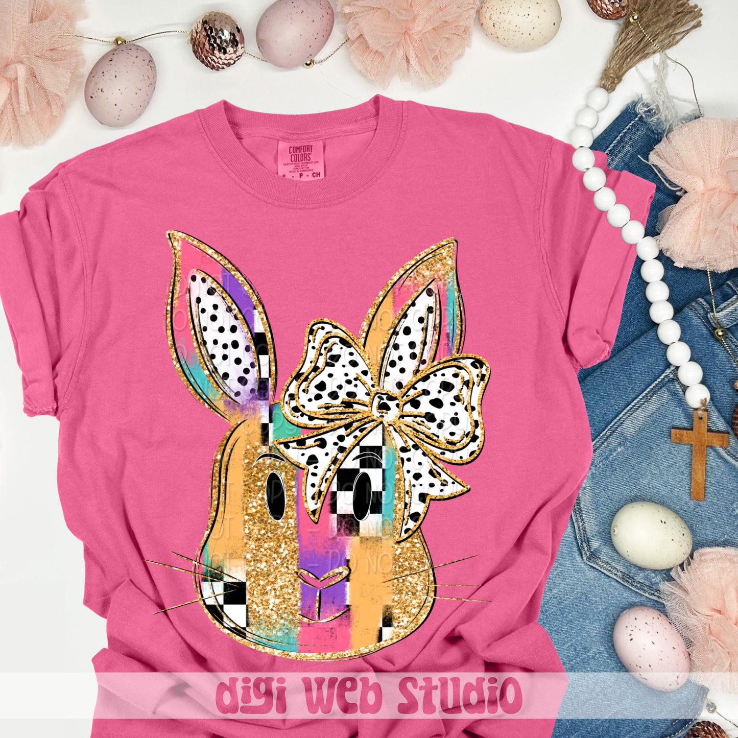 Bunny Head With Bow 1 - 2025 Digital PNG Design