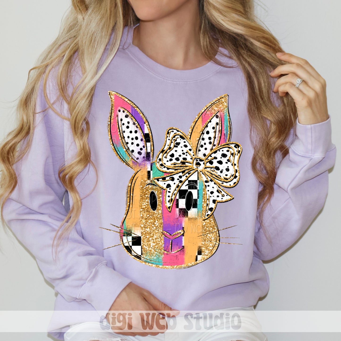 Bunny Head With Bow 1 - 2025 Digital PNG Design