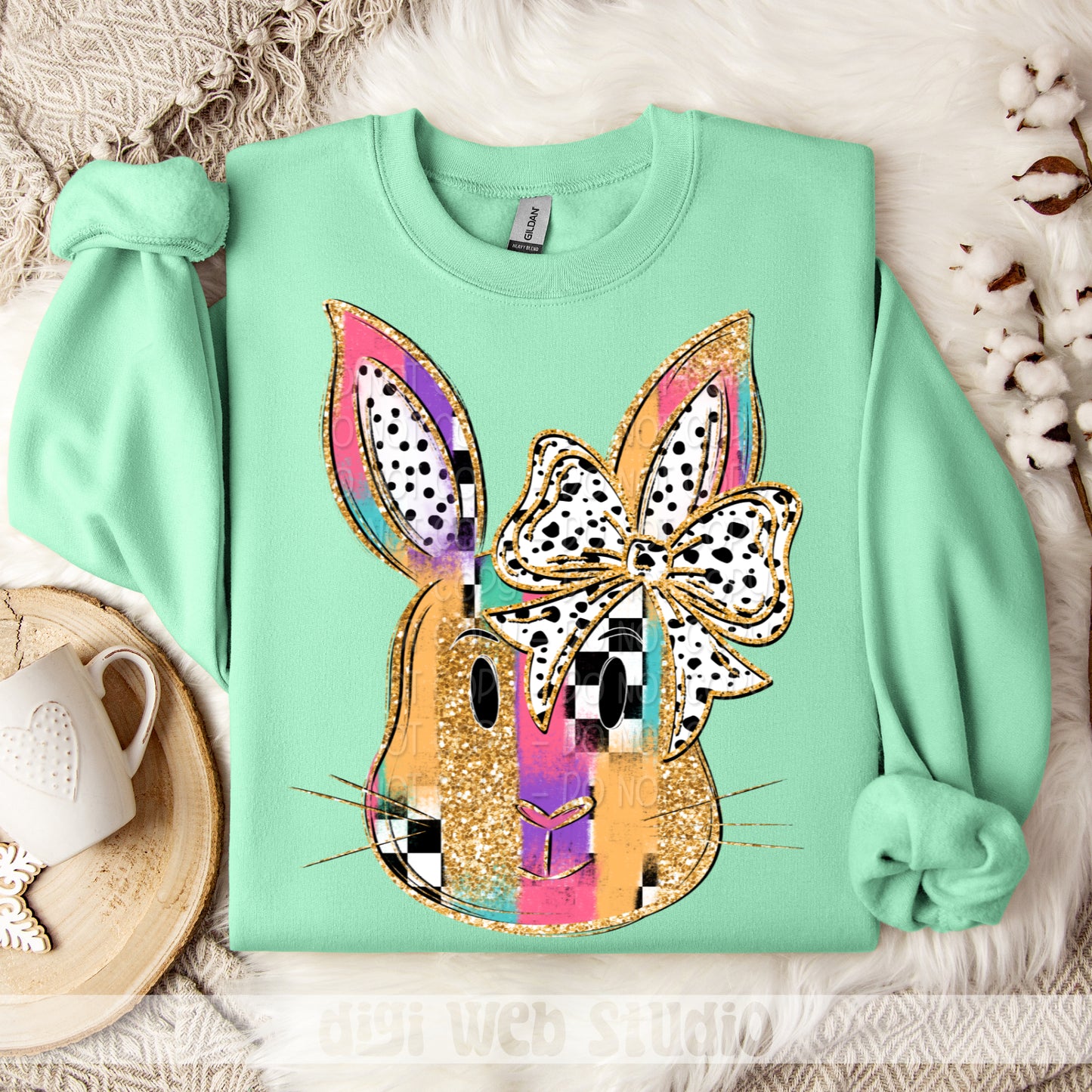 Bunny Head With Bow 1 - 2025 Digital PNG Design
