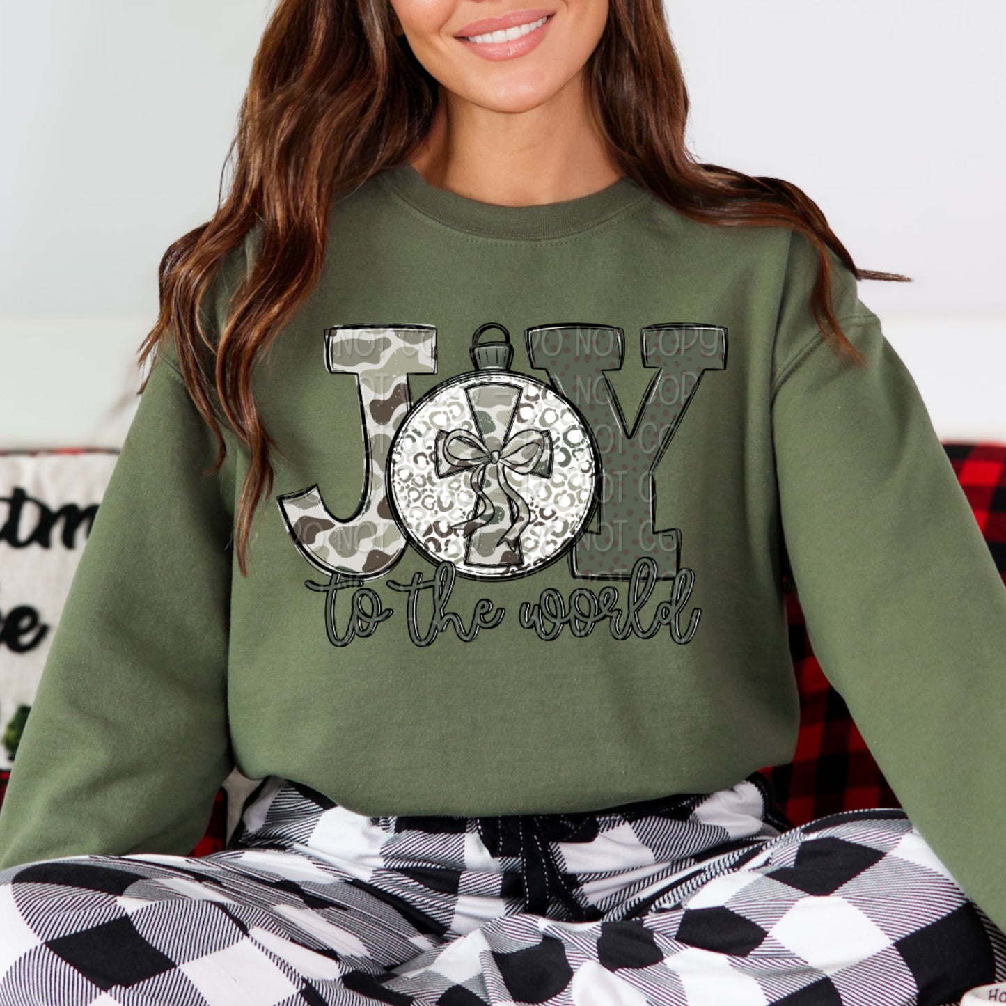 Camo Joy To The World w/ Ornament and Cross 1 - 2025 Digital PNG Design