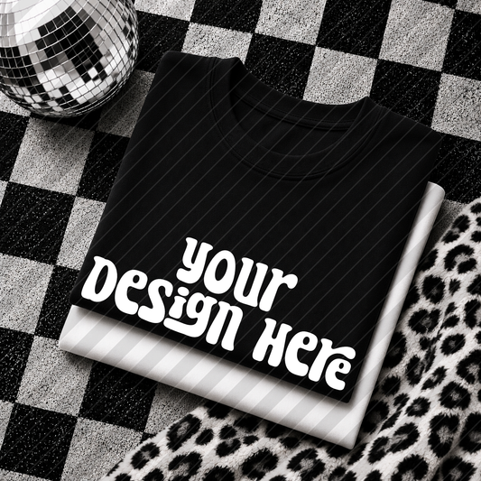 Checker & Leopard Stack Black Shirt Mock 1