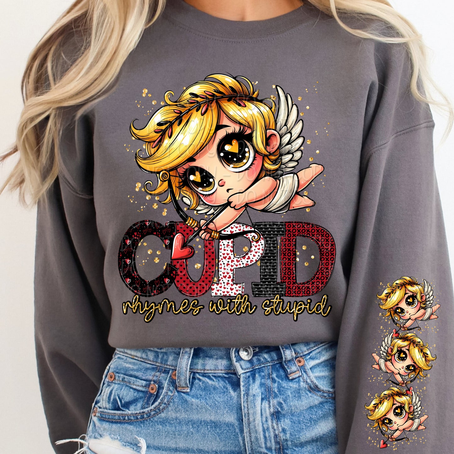 Cupid Rhymes With Stupid w/ Matching Sleeve 1 - Digital Design PNG