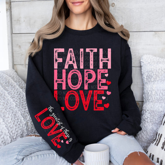 Faith Hope Love w/ Matching Sleeve 1 - Digital Design PNG