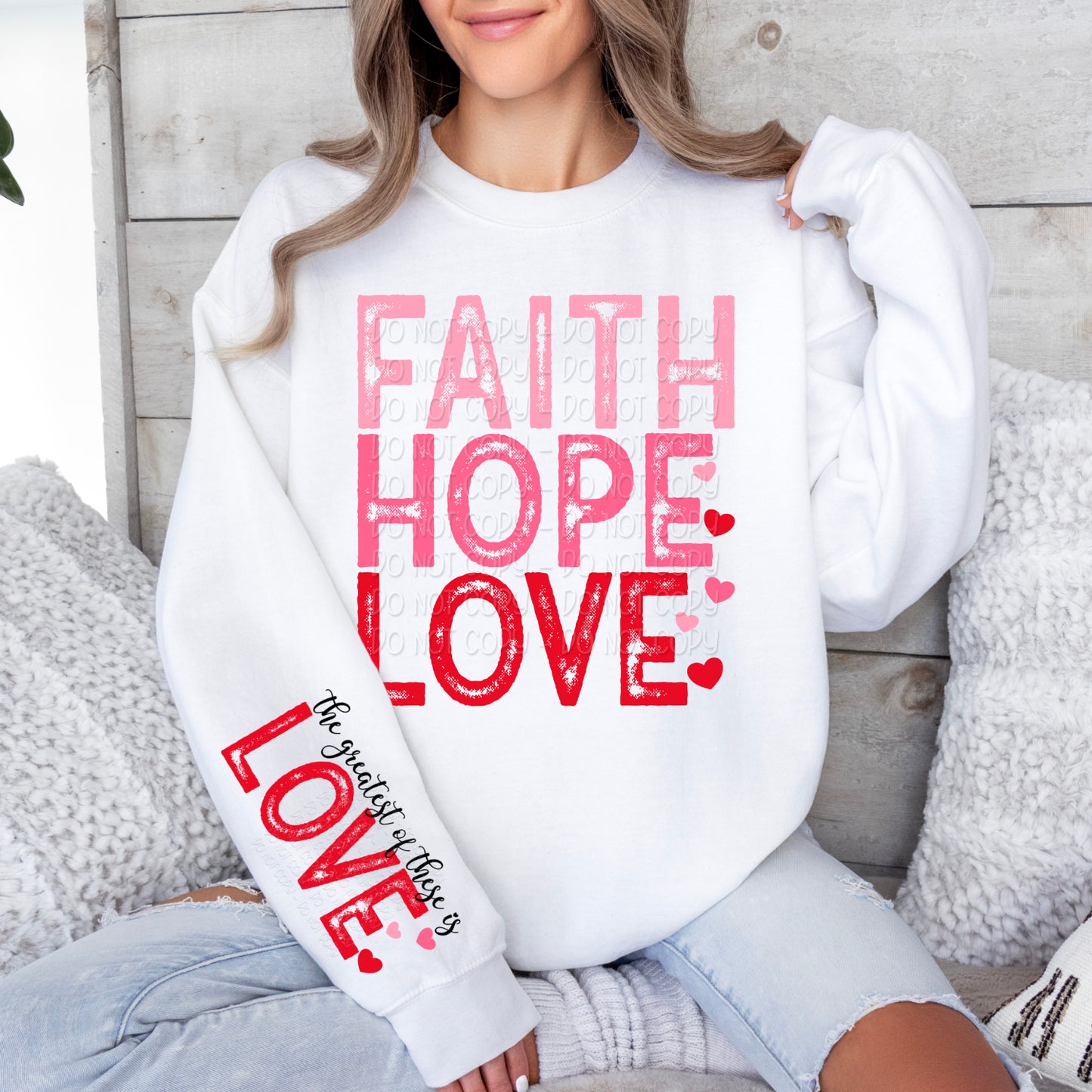 Faith Hope Love w/ Matching Sleeve 1 - Digital Design PNG