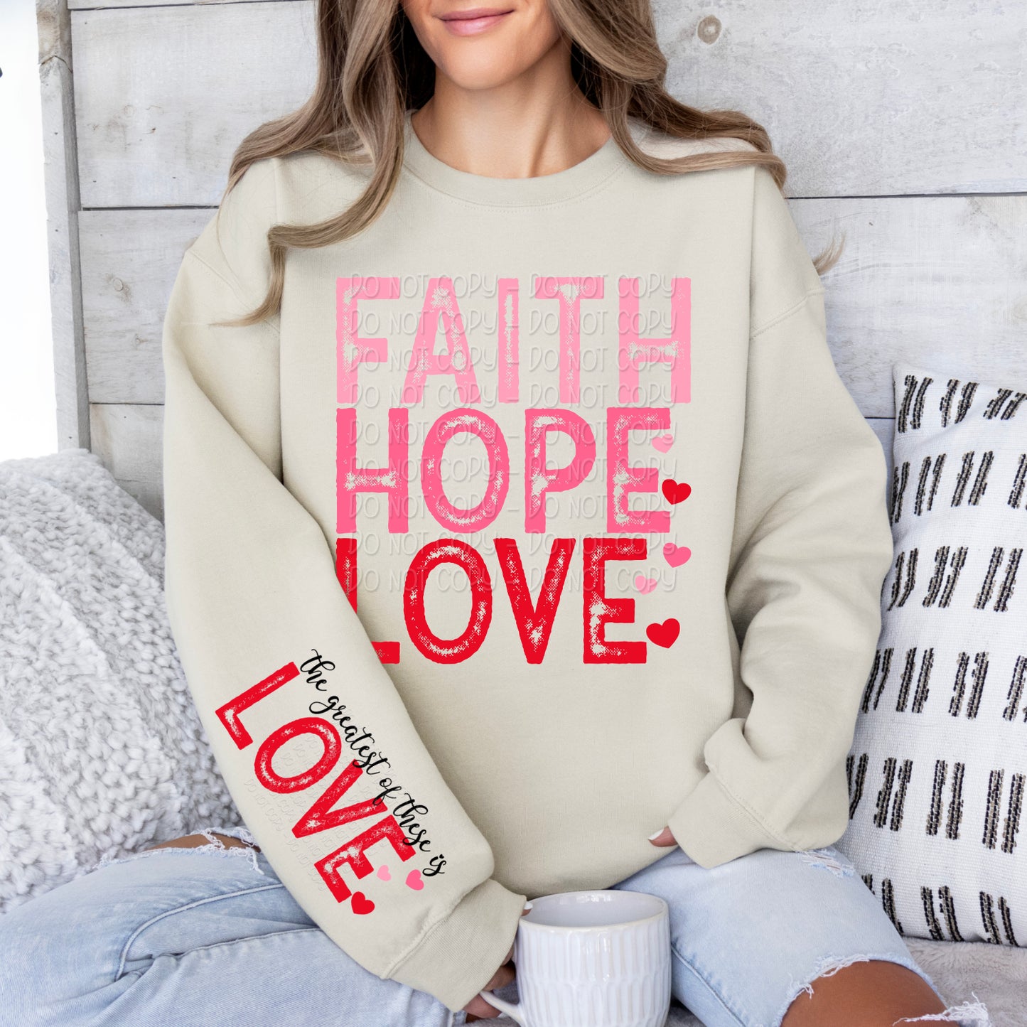 Faith Hope Love w/ Matching Sleeve 1 - Digital Design PNG