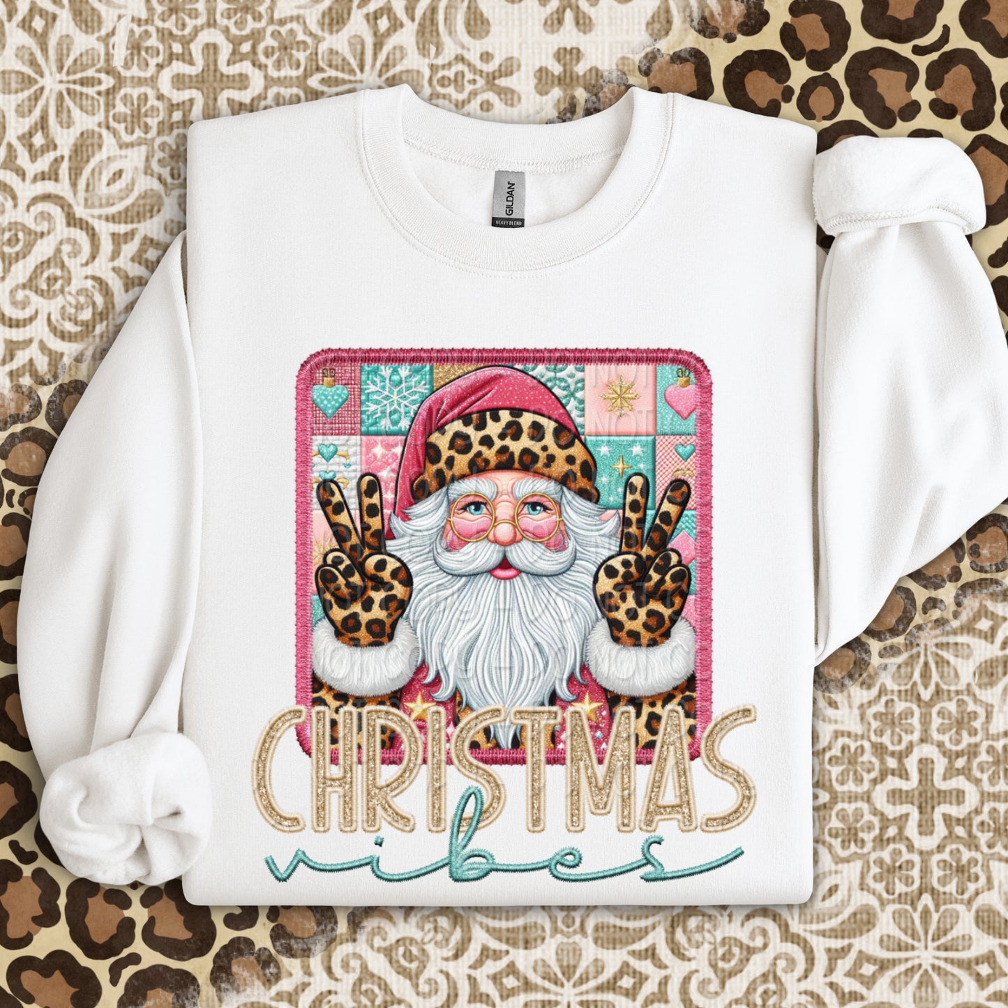 Faux Embroidery Christmas Vibes Santa 1 - 2025 Digital PNG Design