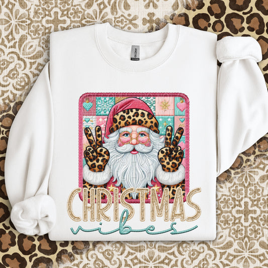 Faux Embroidery Christmas Vibes Santa 1 - 2025 Digital PNG Design