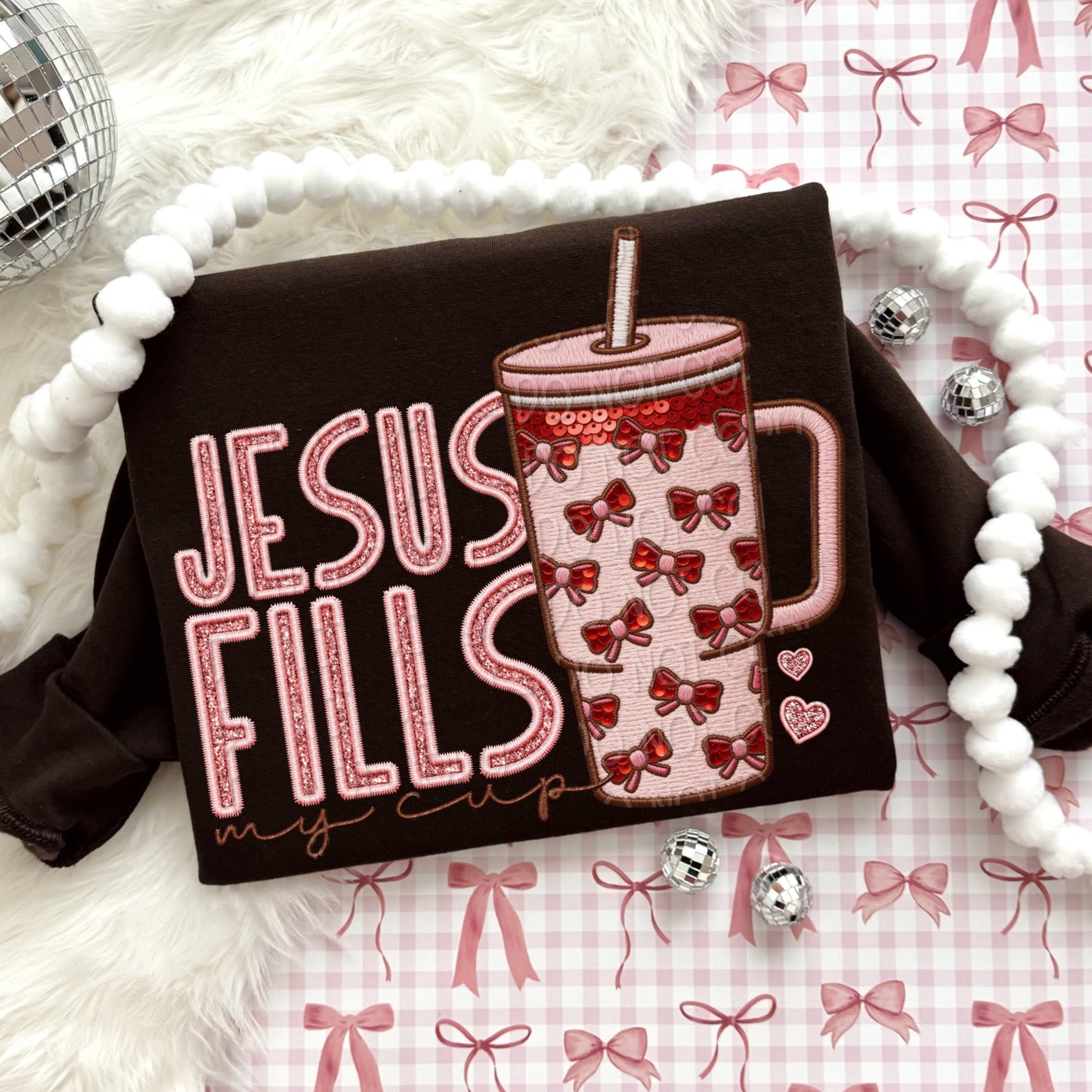 Faux Embroidery Jesus Fills My Cup 1 - Digital PNG Design