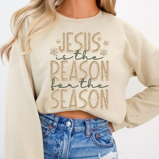 Faux Embroidery Jesus Is The Reason For The Season 2 - 2025 Digital PNG Design