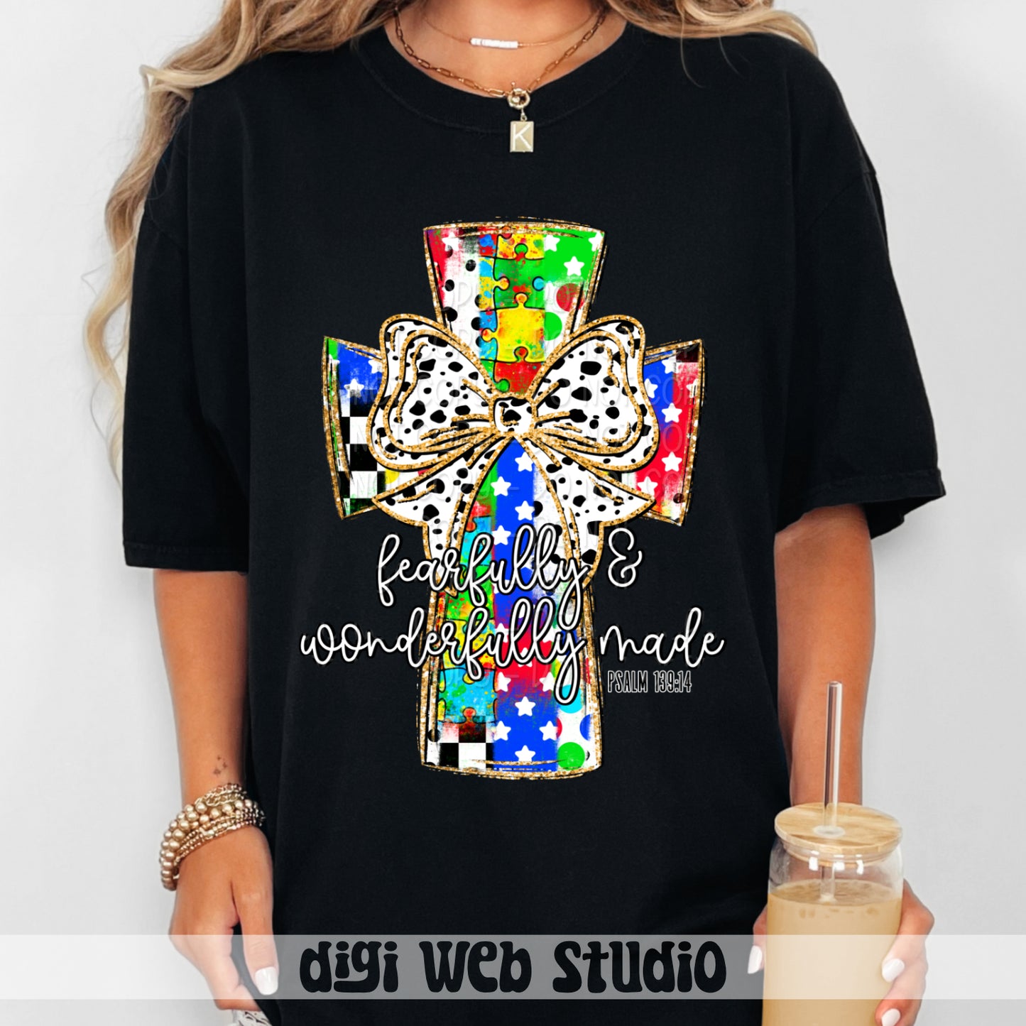 Fearfully & Wonderfully Made Autism Cross 1 - 2025 Digital PNG Design