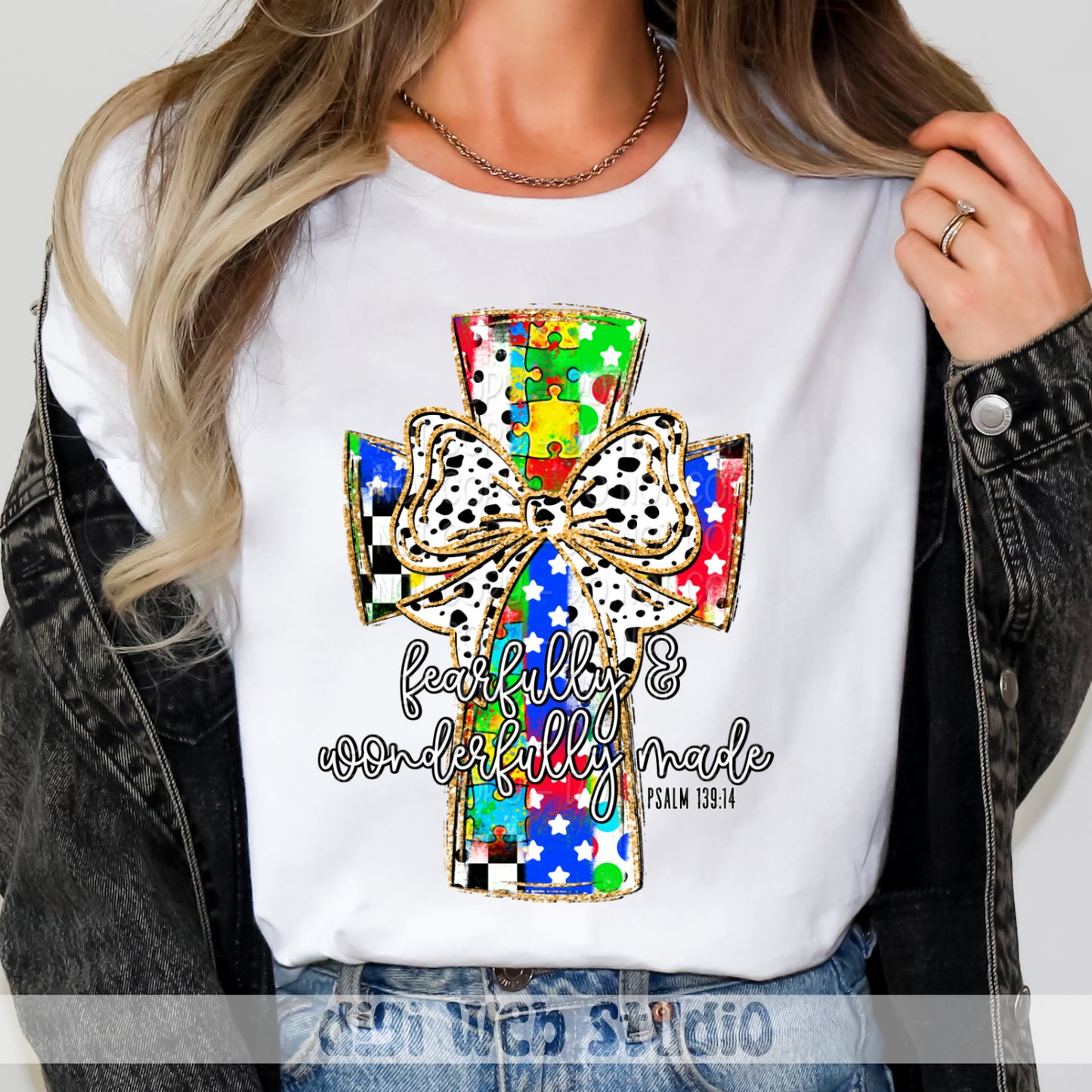 Fearfully & Wonderfully Made Autism Cross 1 - 2025 Digital PNG Design