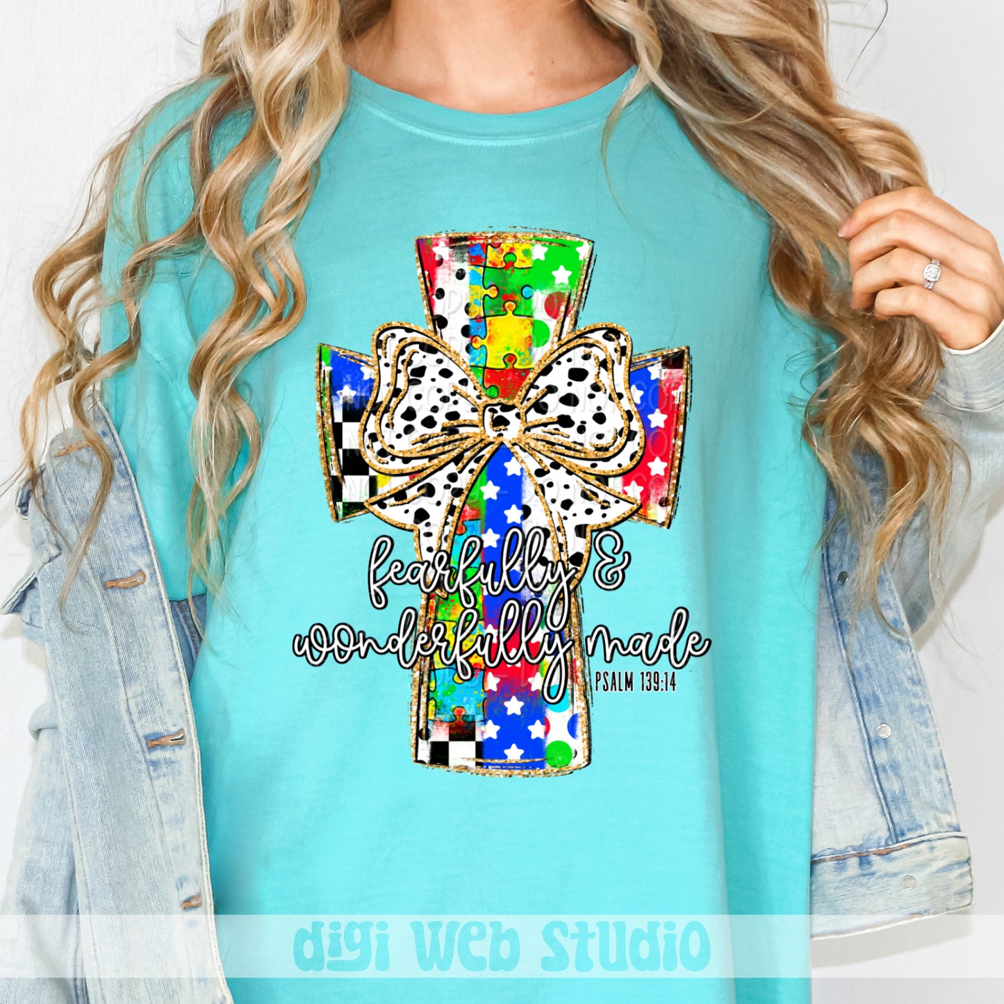 Fearfully & Wonderfully Made Autism Cross 1 - 2025 Digital PNG Design