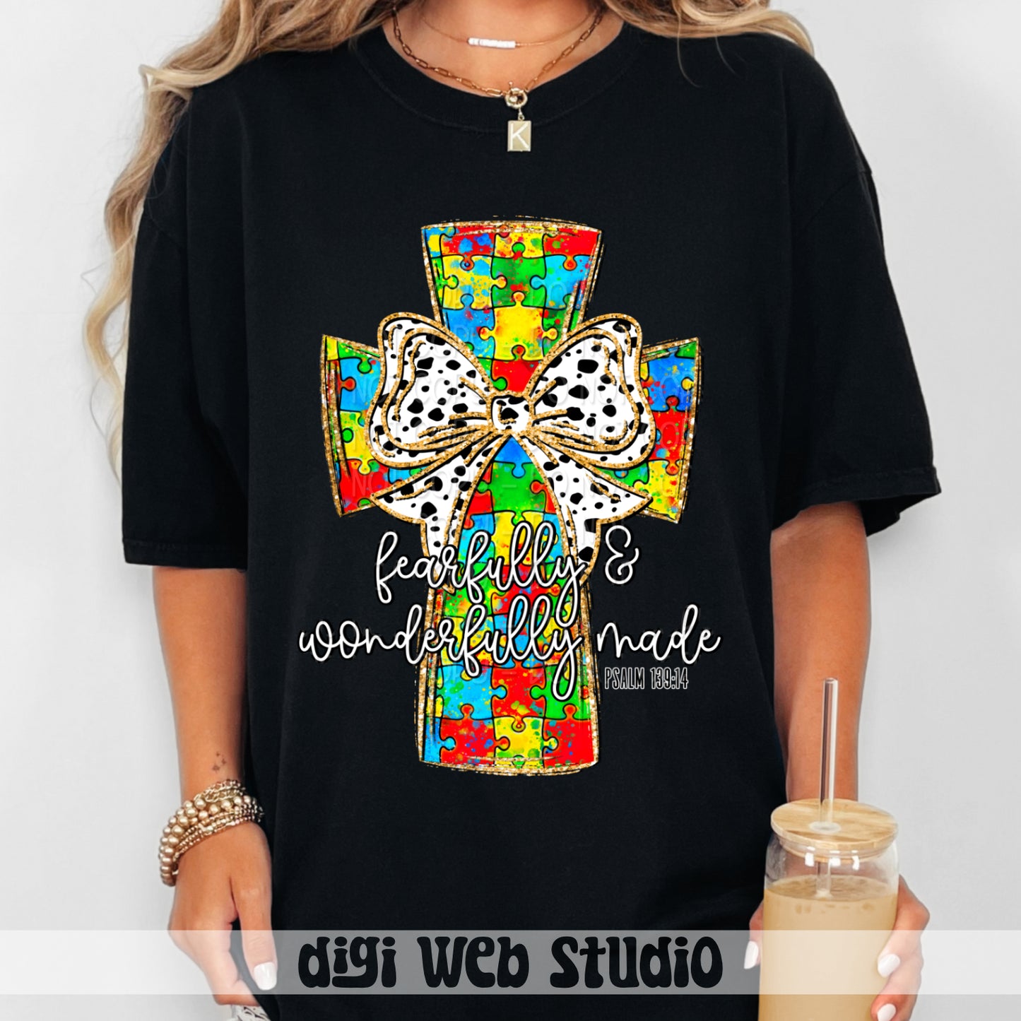 Fearfully & Wonderfully Made Autism Cross 2 - 2025 Digital PNG Design