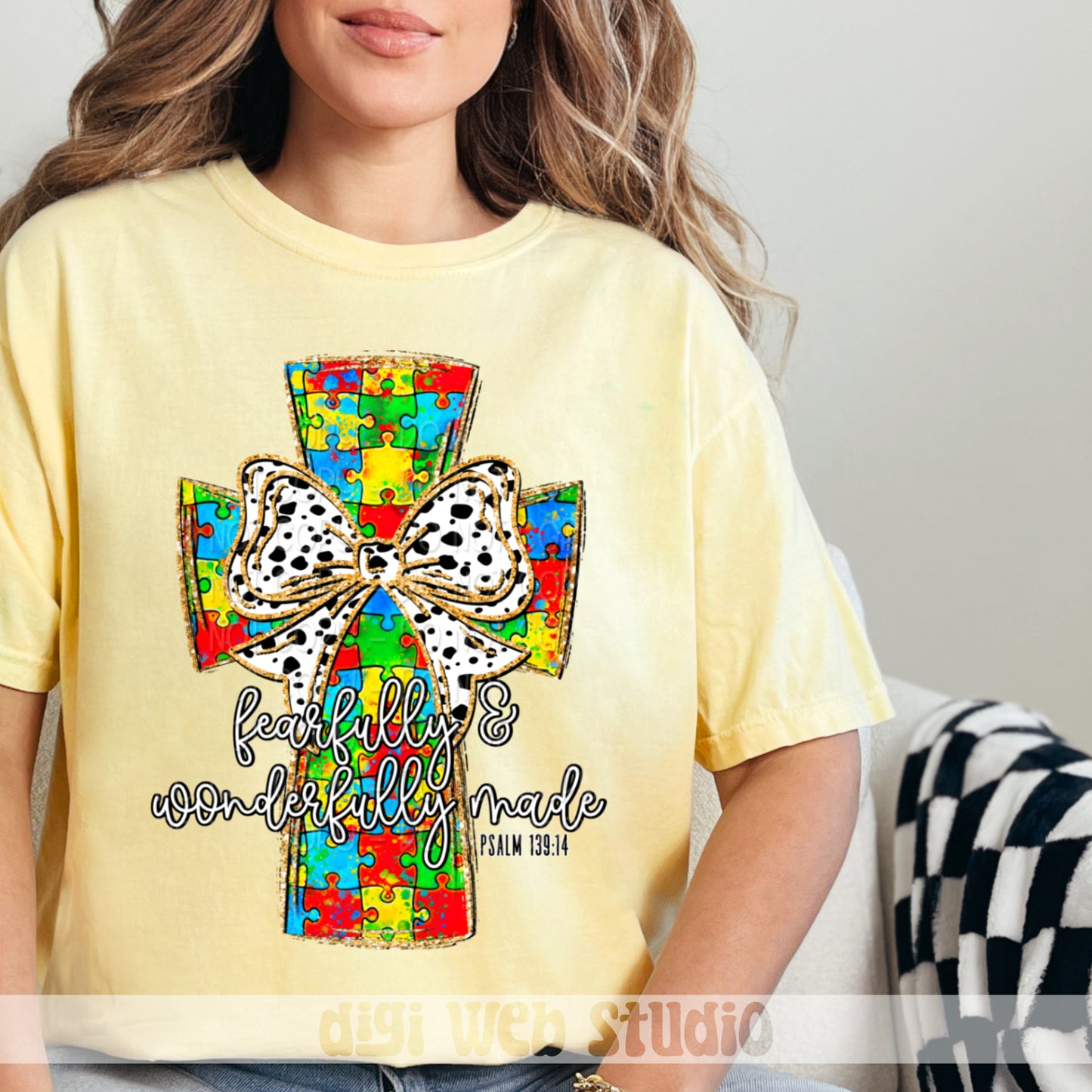 Fearfully & Wonderfully Made Autism Cross 2 - 2025 Digital PNG Design