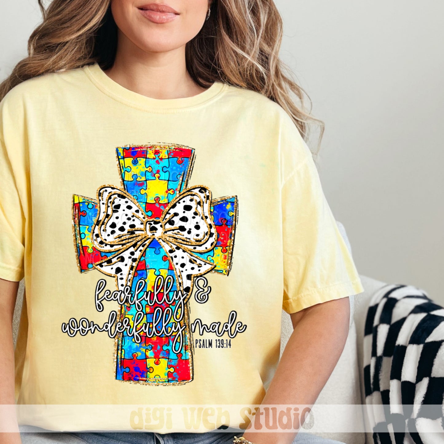 Fearfully & Wonderfully Made Autism Cross 3 - 2025 Digital PNG Design