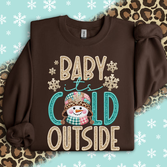 Faux Embroidery Baby It's Cold Outside 1 - 2025 Digital PNG Design