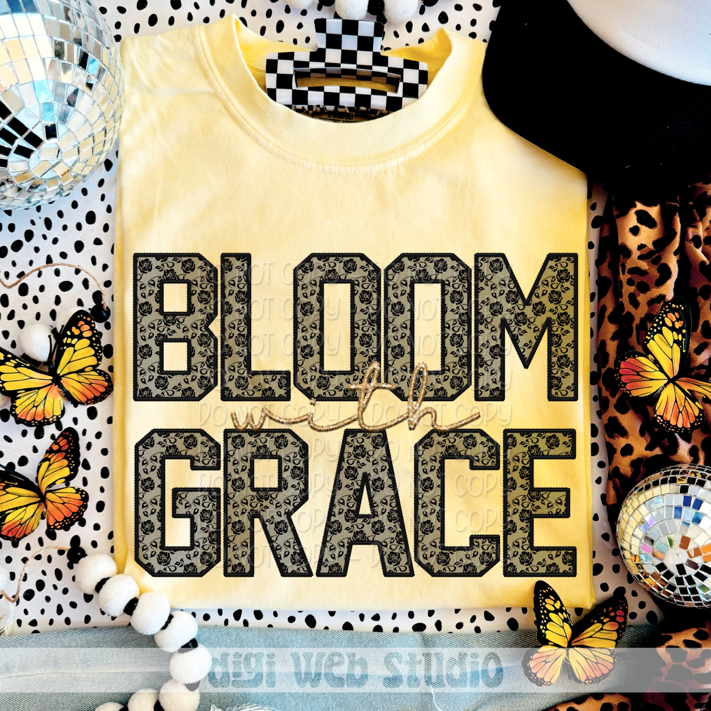 Faux Embroidery Black Lace Bloom With Grace 1 - 2025 Digital PNG Design