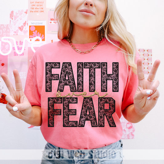 Faux Embroidery Black Lace Faith Over Fear 1 - 2025 Digital PNG Design