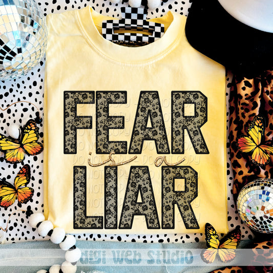 Faux Embroidery Black Lace Fear Is A Liar 1 - 2025 Digital PNG Design