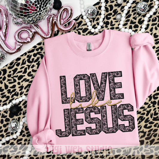 Faux Embroidery Black Lace Love Like Jesus 1 - 2025 Digital PNG Design