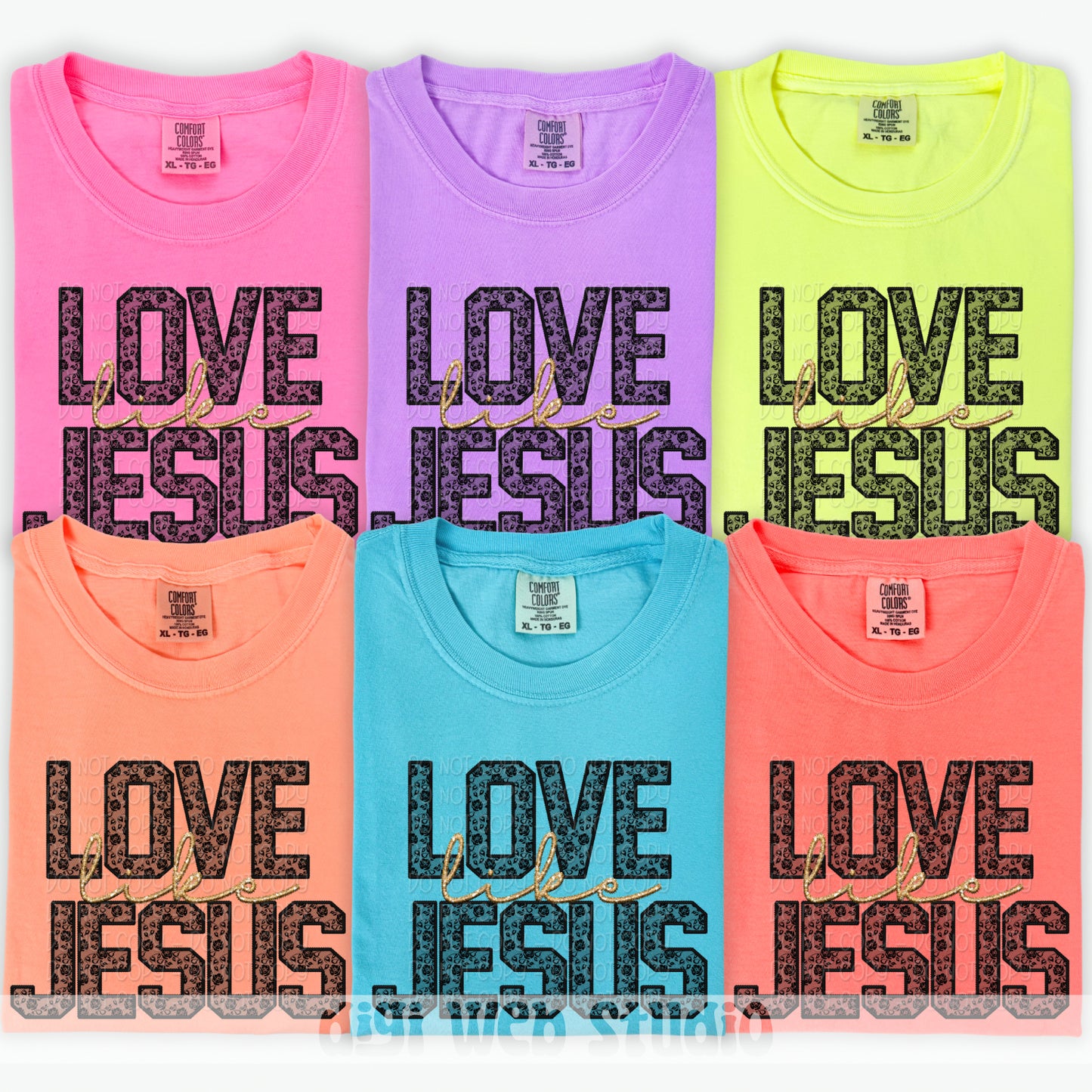 Faux Embroidery Black Lace Love Like Jesus 1 - 2025 Digital PNG Design