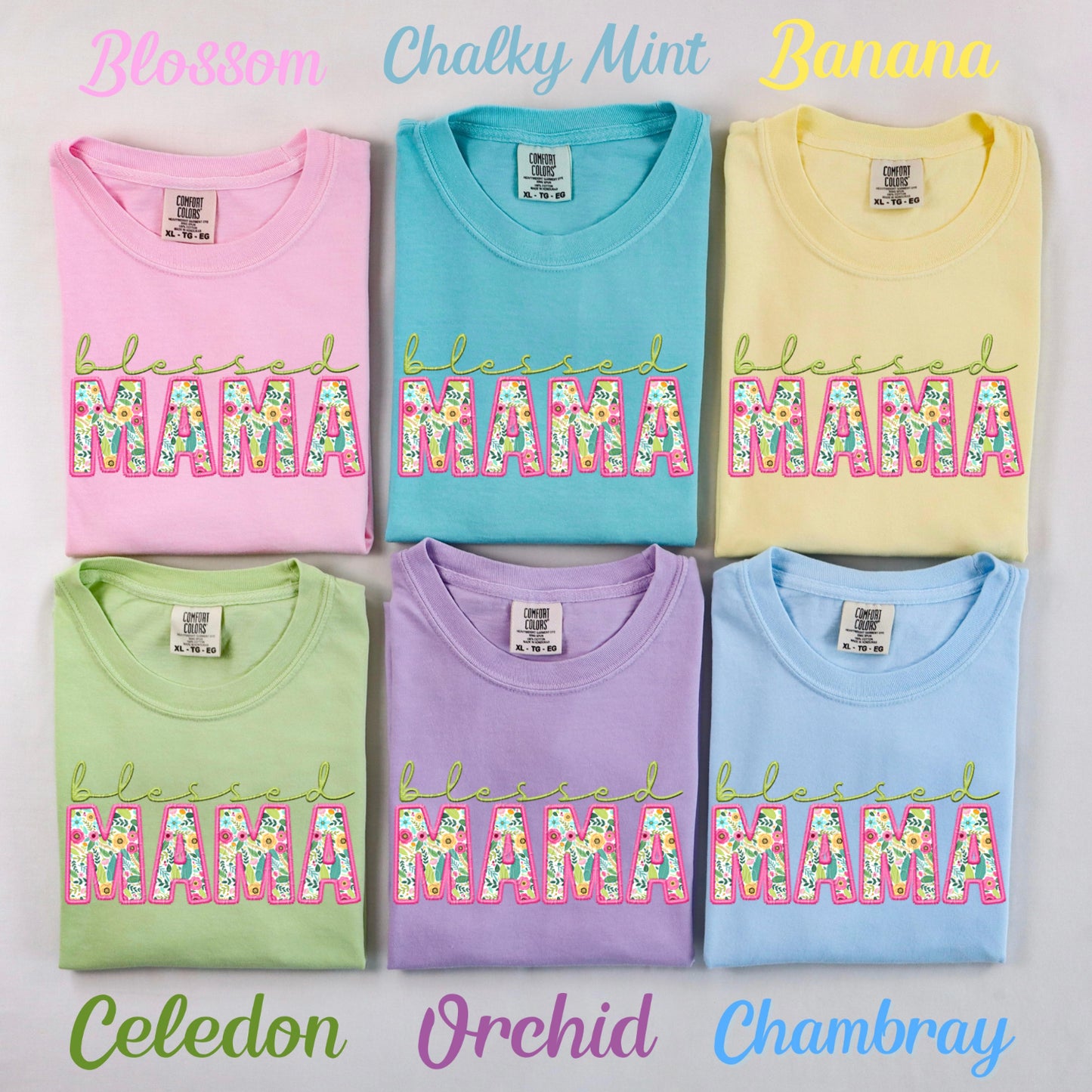 Faux Embroidery Blessed Mama 1 - 2025 Digital PNG Design