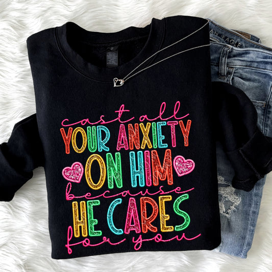 Faux Embroidery Cast All Your Anxiety On Him 1 - 2024 Digital PNG Design