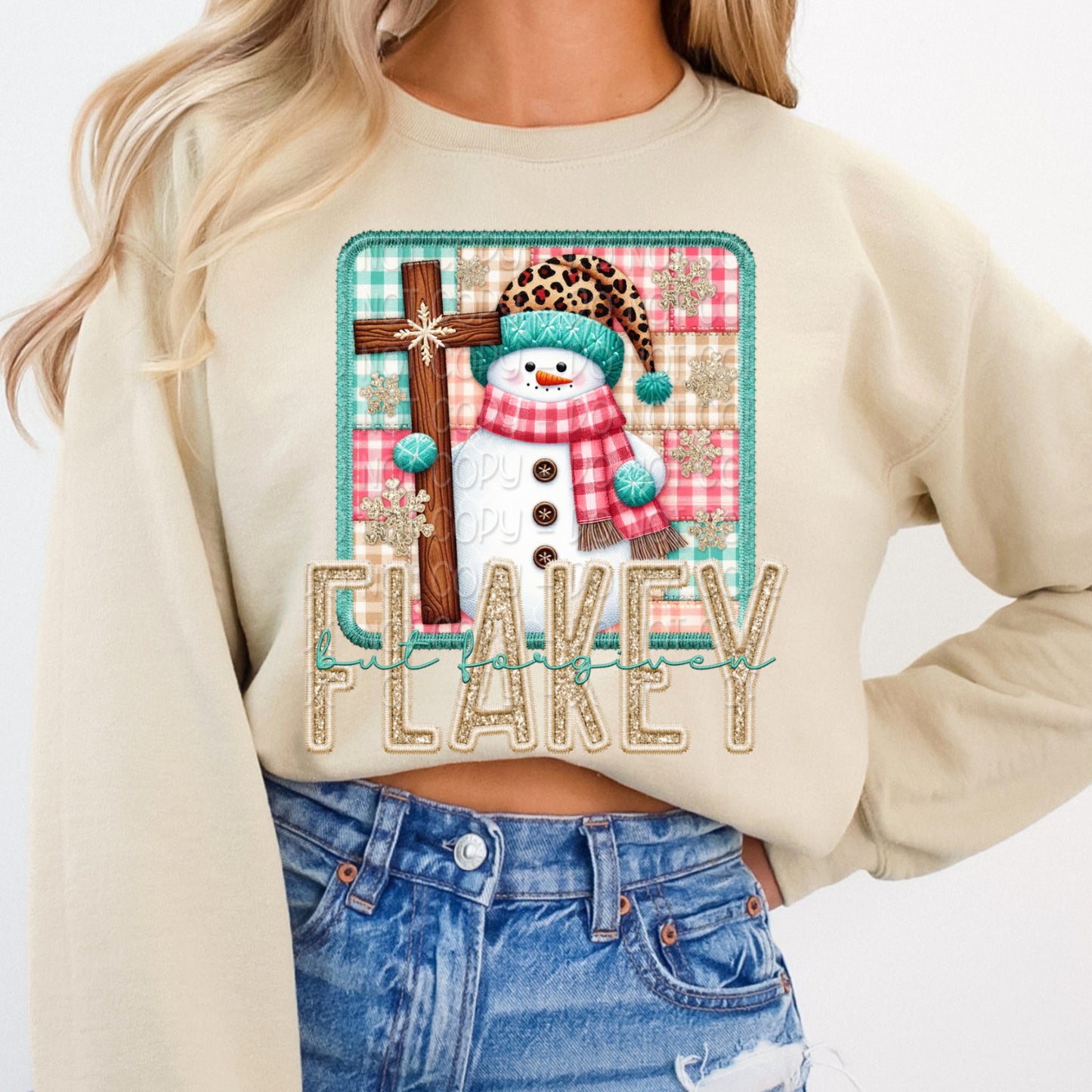 Faux Embroidery Flakey But Forgiven 1 - 2025 Digital PNG Design