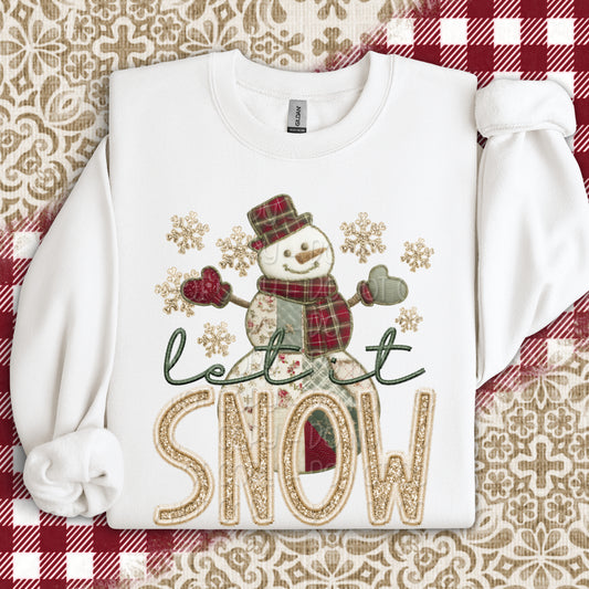 Faux Embroidery Let It Snow 1 - 2025 Digital PNG Design