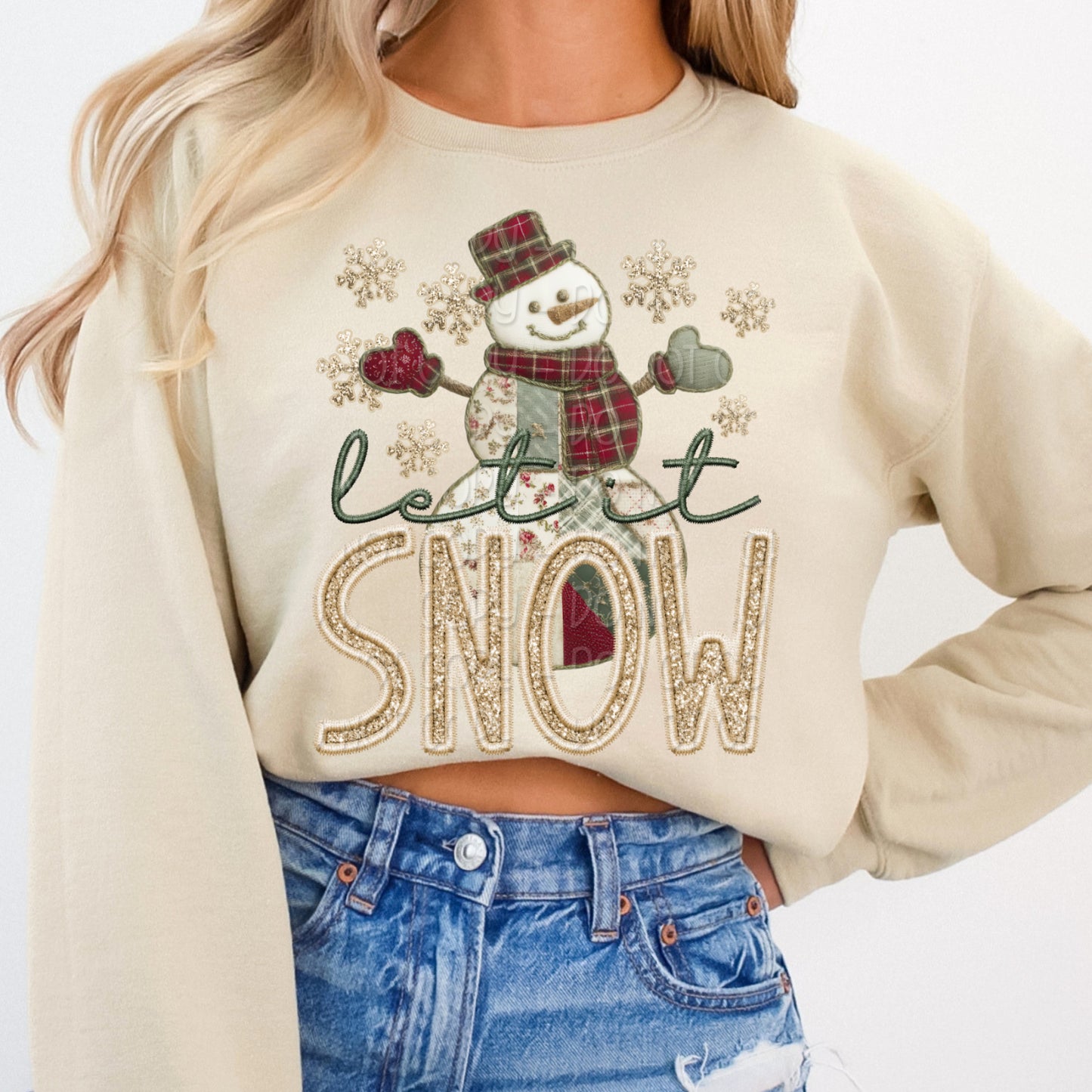 Faux Embroidery Let It Snow 1 - 2025 Digital PNG Design
