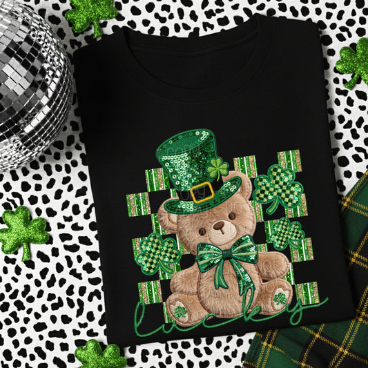 Faux Embroidery Lucky Bear 1 - Digital PNG Design