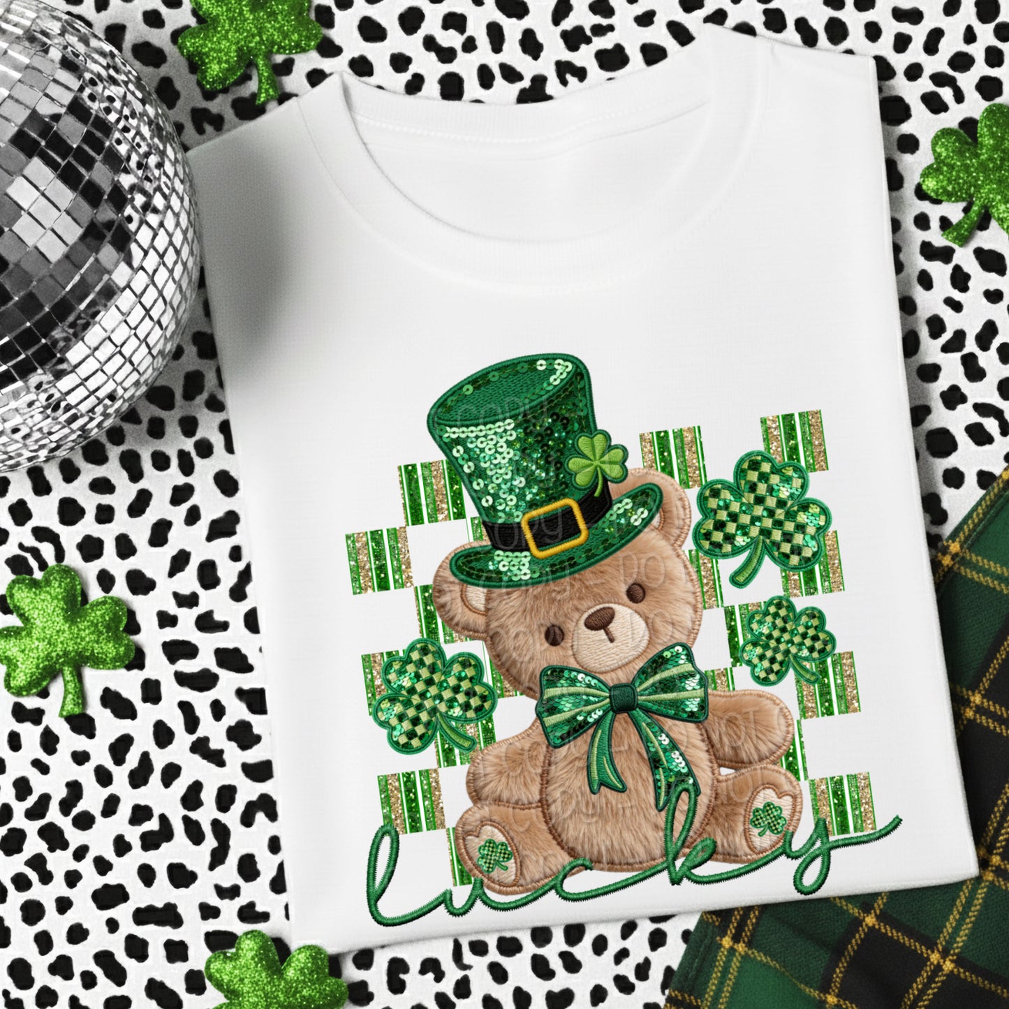 Faux Embroidery Lucky Bear 1 - Digital PNG Design