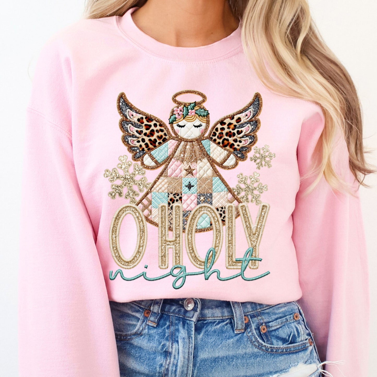 Faux Embroidery O Holy Night Angel 1 - 2025 Digital PNG Design