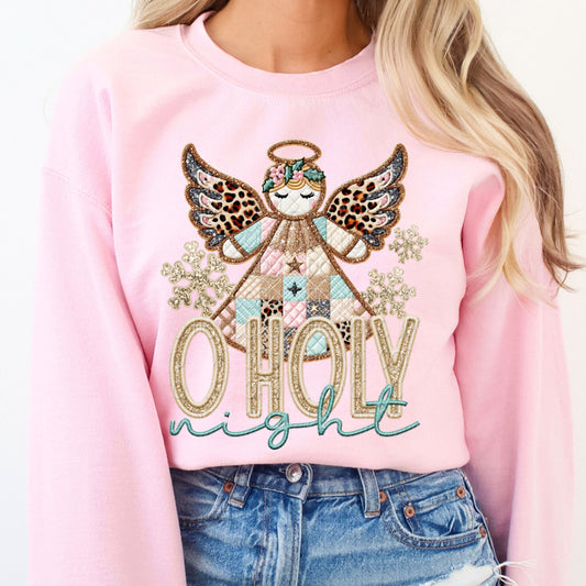 Faux Embroidery O Holy Night Angel 1 - 2025 Digital PNG Design