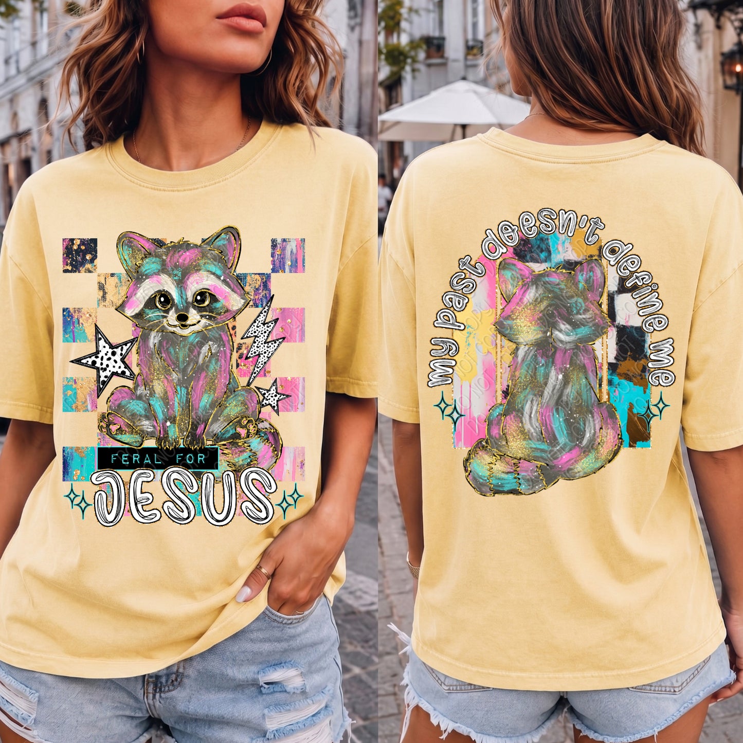 Feral For Jesus My Past Doesn't Define Me Raccoon 1 - 2026 Digital PNG Front & Back Design