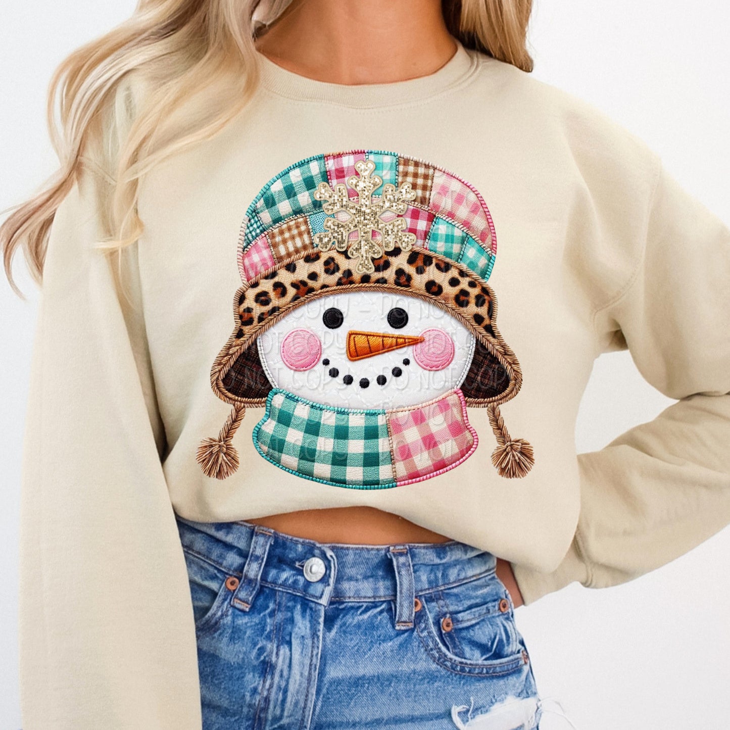 Faux Embroidery Snowman In Hat 1 - 2025 Digital PNG Design