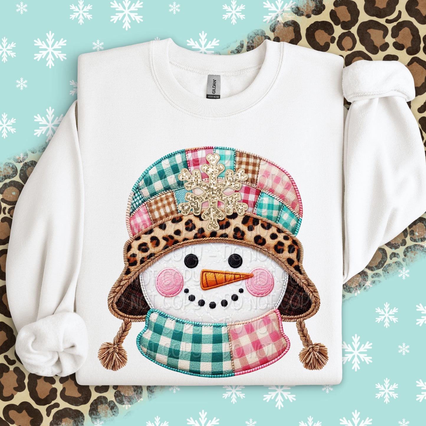 Faux Embroidery Snowman In Hat 1 - 2025 Digital PNG Design