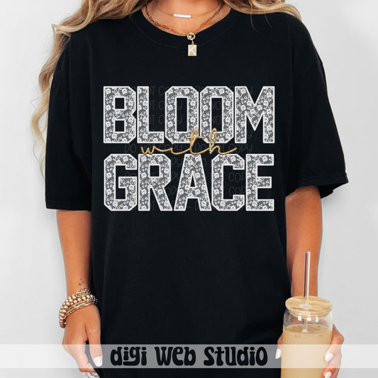 Faux Embroidery White Lace Bloom With Grace 1 - 2025 Digital PNG Design
