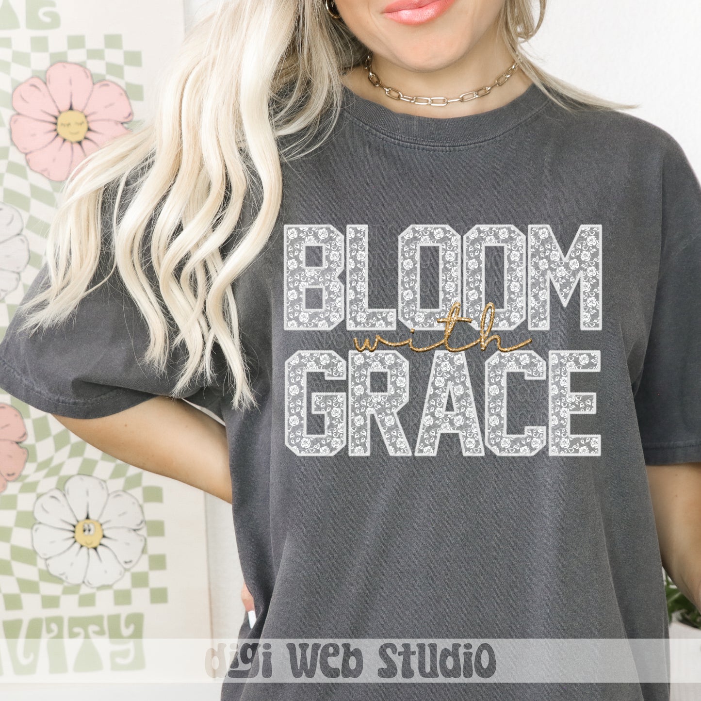 Faux Embroidery White Lace Bloom With Grace 1 - 2025 Digital PNG Design