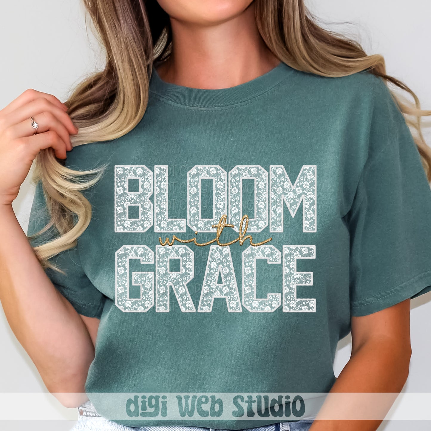 Faux Embroidery White Lace Bloom With Grace 1 - 2025 Digital PNG Design