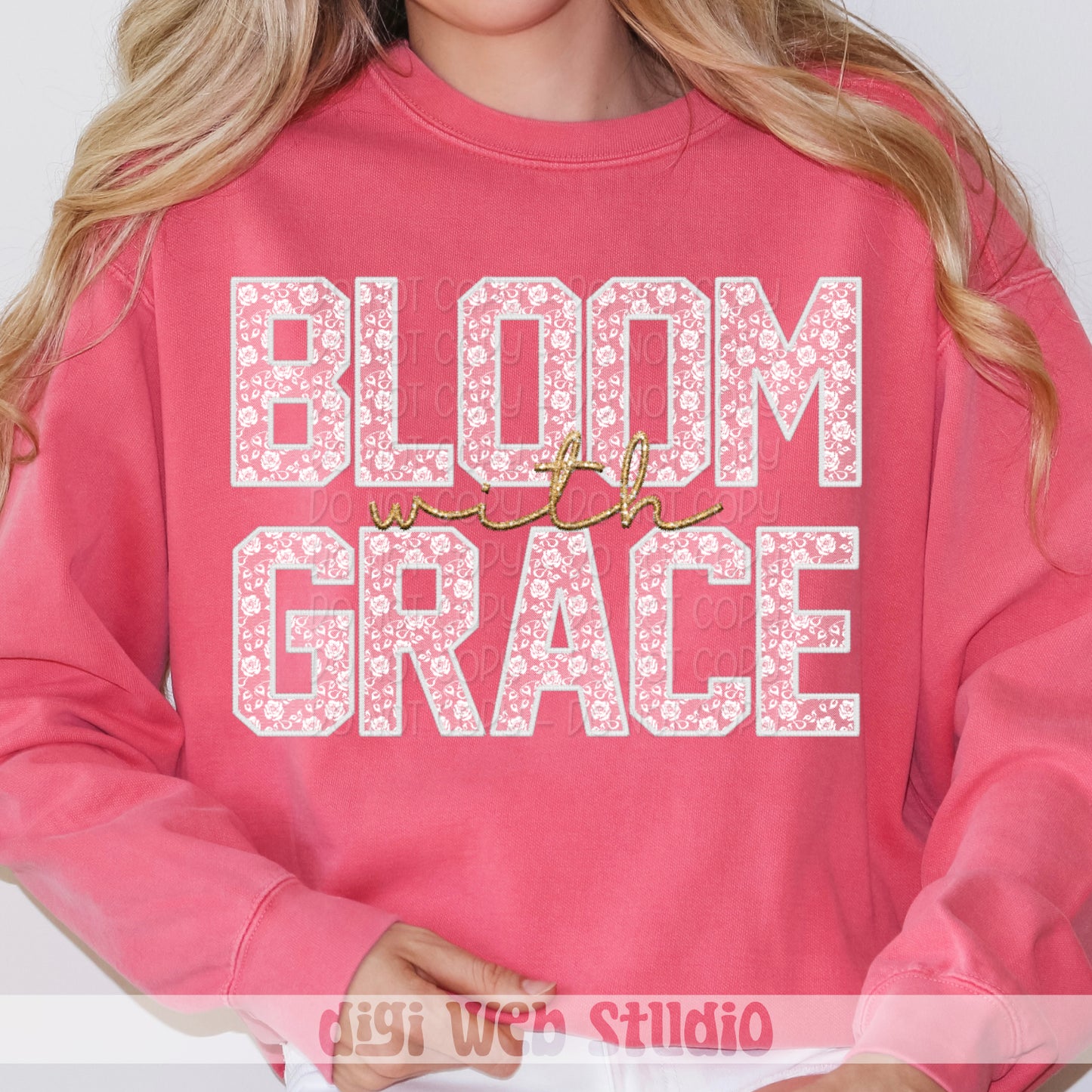 Faux Embroidery White Lace Bloom With Grace 1 - 2025 Digital PNG Design